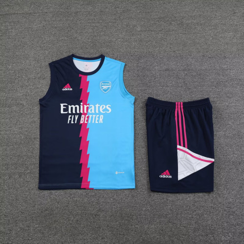 2023-2024 Arsenal Royal Blue/Light Blue Soccer Training Vest and Shorts
