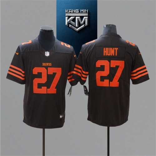 2021 Browns 27 HUNT NFL Jersey S-XXL Orange Font