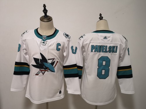 Women Hockey Jersey San Jose Sharks #8 PAVELSKI White  NHL Jersey