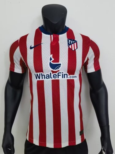 with Sponor Logo 2023-2024 Player Version Atletico Madrid Home Soccer Jersey