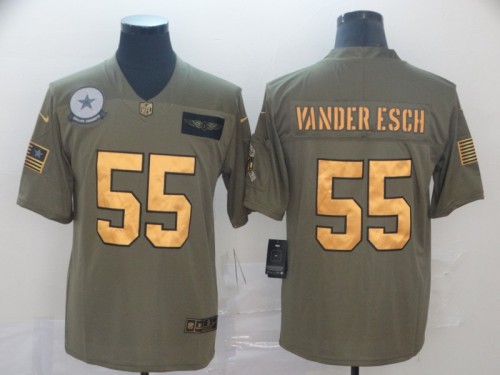 Dallas Cowboys 55 Leighton Vander Esch 2019 Olive Gold Salute To Service Limited Jersey