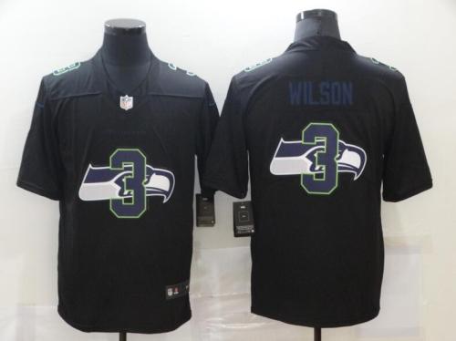 Seattle Seahawks 3 WILSON Black Shadow Logo Limited Jersey