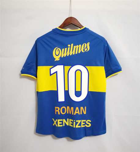 Retro Shirt 1999-2000 Boca Juniors 10 ROMAN Vintage Home Blue Soccer Jersey