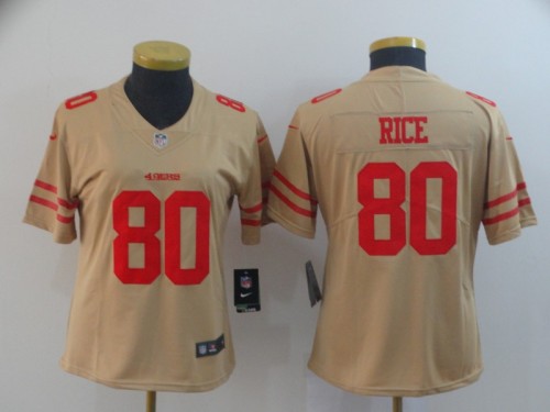Women San Francisco 49ers 80 Jerry Rice Cream Inverted Legend Limited Jersey
