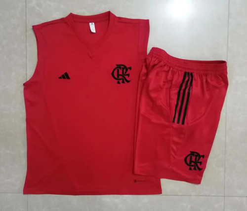 2023-2024 Flamengo Red Soccer Training Vest and Shorts