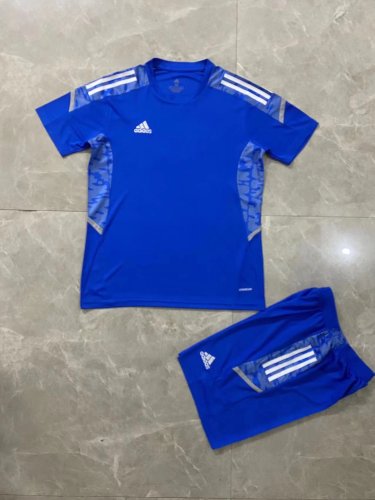 AD720 Blue Blank Soccer Training Jersey Shorts DIY Cutoms Uniform