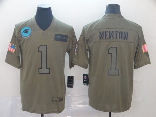 Carolina Panthers 1 Cam Newton 2019 Olive Salute To Service Limited Jersey