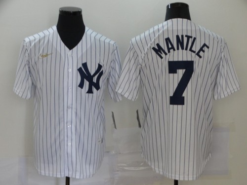 New York Yankees #7 MANTLE White Retro Cool Base Jersey