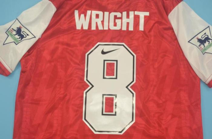 with EPL Patch Retro Jersey 1994-1996 Arsenal 8 WRIGHT Home Soccer Jersey