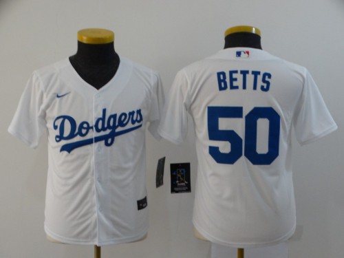 Youth Kids Los Angeles Dodgers 50 BETTS White 2020 Cool Base Jersey