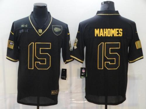 Chiefs 15 Patrick Mahomes Black Gold 2020 Salute To Service Limited Jersey