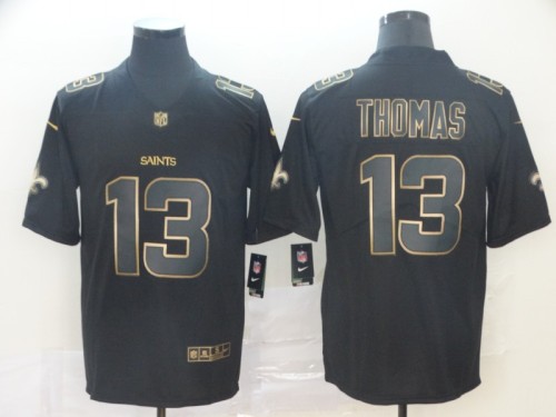 Green Bay Packers #13 THOMAS Black/Gold NFL Jersey
