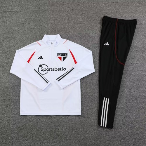 2023-2024 Sao Paulo White Soccer Training Sweater and Pants