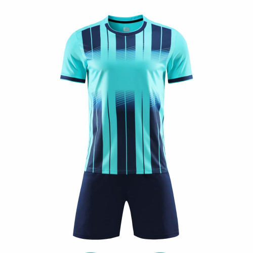 Blue 6318 DIY Soccer Training Uniforms Blank Custom Jersey and Shorts