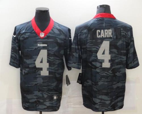 Oakland Raiders 4 CARR Black Camo 2020 Salute To Service Limited Jersey