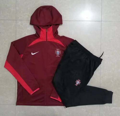 2023-2024 Portugal Red Soccer Hoodie and Pants