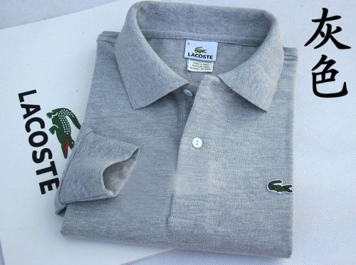 Grey Long Sleeve La-coste Polo for Men and Women Style