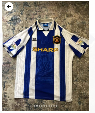 with EPL Patch Retro Jersey Manchester United Blue/White Soccer Jersey
