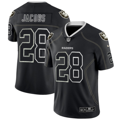 Oakland Raiders #28 JACOBS Black NFL Jersey White Lettering