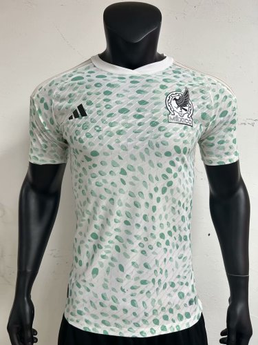Player Version 2023-2024 Mexico Away White/Green Soccer Jersey