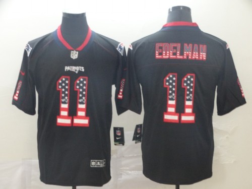 New England Patriots 11 Julian Edelman 2019 Salute To Service USA Flag Fashion Limited Jersey