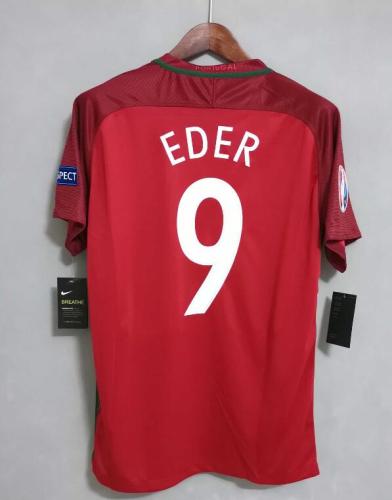 with Sleeve Patch Retro Jersey 2016 Portugal 9 EDER Home Soccer Jersey