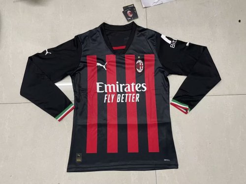 Long Sleeve 2022-2023 Ac Milan Home Soccer Jersey