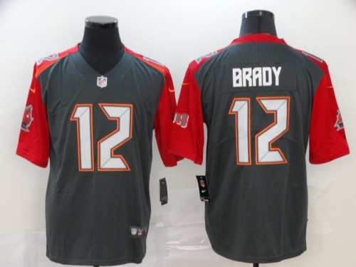 Tampa Bay Buccaneers 12 Tom Brady Grey/Red Vapor Untouchable Limited Jersey