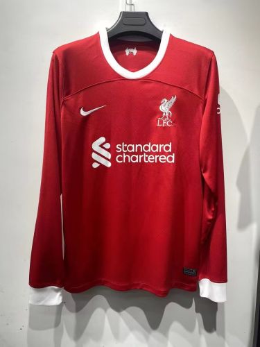 Long Sleeve Fan Version 2023-2024 Liverpool Home Football Shirt Soccer Jersey