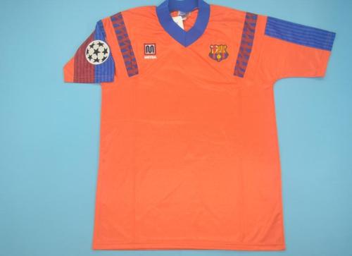 with UCL Patch Retro Jersey 1992 Barcelona Away Orange UCL Final Soccer Jersey