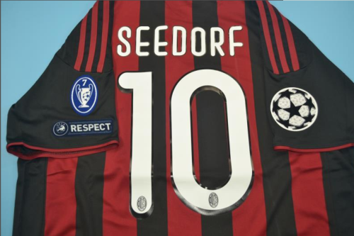 with UCL Patch Retro Jersey 2009-2010 Ac Milan 10 SEEDORF Home Soccer Jersey