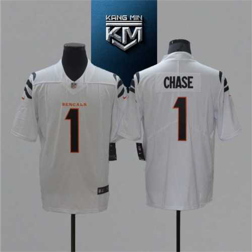 2021 Bengals 1 CHASE White NFL Jersey S-XXL Black Font