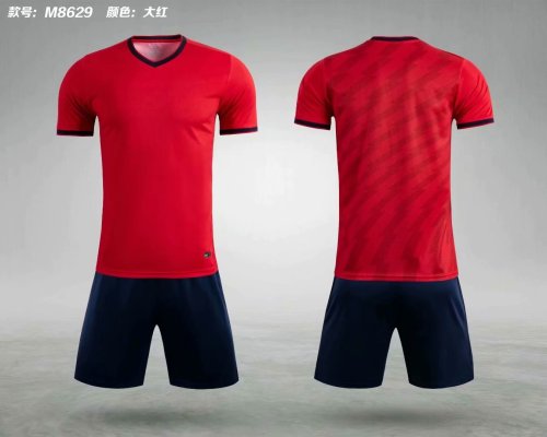 M8629 Red Tracking Suit Adult Uniform Soccer Jersey Shorts