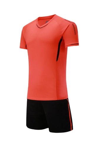 #306 Orange Adult Soccer Training Uniform Jersey and Shorts with pocket