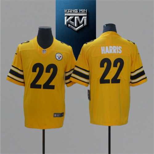 2021 Steelers 22 HARRIS Yellow NFL Jersey S-XXL Black Font