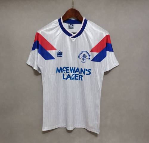 Retro Jersey 1990-1992 Rangers Away White Soccer Jersey