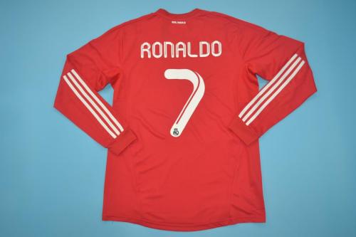 Retro Jersey Long Sleeve 2011-2012 Real Madrid 7 RONALDO Third Away Red Soccer Jersey