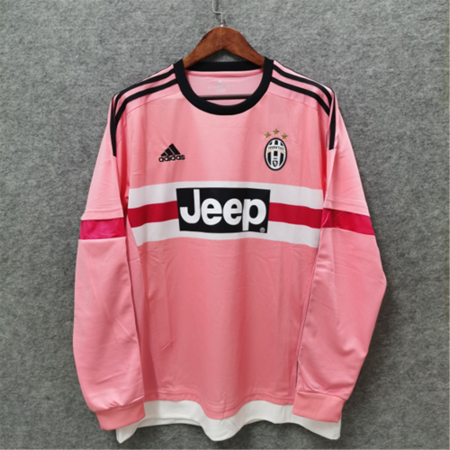 Retro Jersey  long Sleeve Juventus 2015-2016 Away Pink Soccer Jersey