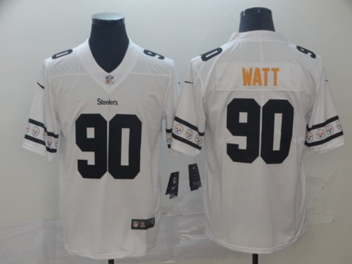 Pittsburgh Steelers 90 T.J. Watt White Team Logos Fashion Vapor Limited Jersey