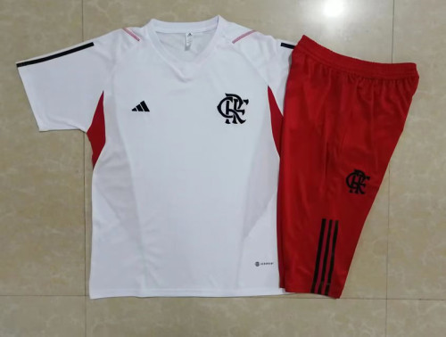 Adult Uniform 2023-2024 Flamengo White Soccer Training Jersey and 3/4 Pants