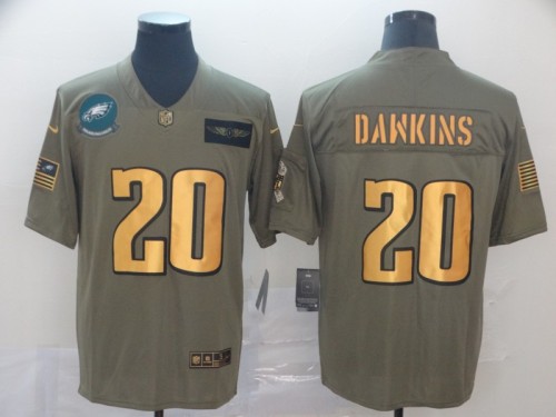 Philadelphia Eagles 20 Brian Dawkins 2019 Olive Gold Salute To Service Limited Jersey