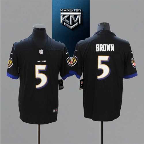 2021 Ravens 5 BROWN BLACK NFL Jersey S-XXL WHTIE Font