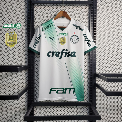 with All Sponor Logos+Compeon 2022 Patch Fans Version 2023-2024 Palmeiras Away White Soccer Jersey