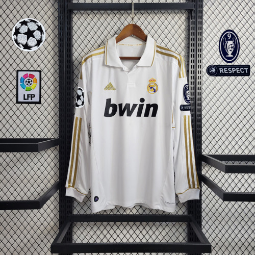 with UCL Patch Retro Jersey Long Sleeve 2011-2012 Real Madrid Home Soccer Jersey