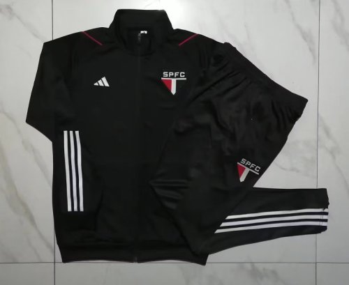 2023-2024 Sao Paulo Black Soccer Training Jacket and Pants