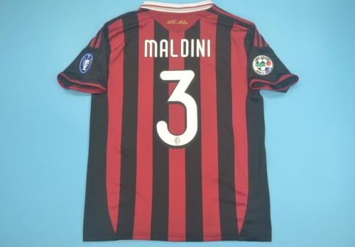 with UCL+Front Patch Retro Jersey 2009-2010 Ac Milan MALDINI 3 Home Soccer Jersey