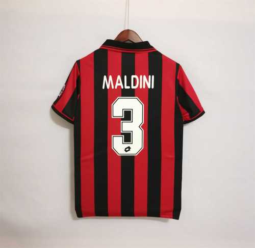 Retro Jersey 1996-1997 AC Milan MALDINI 3 Home Vintage Soccer Jersey