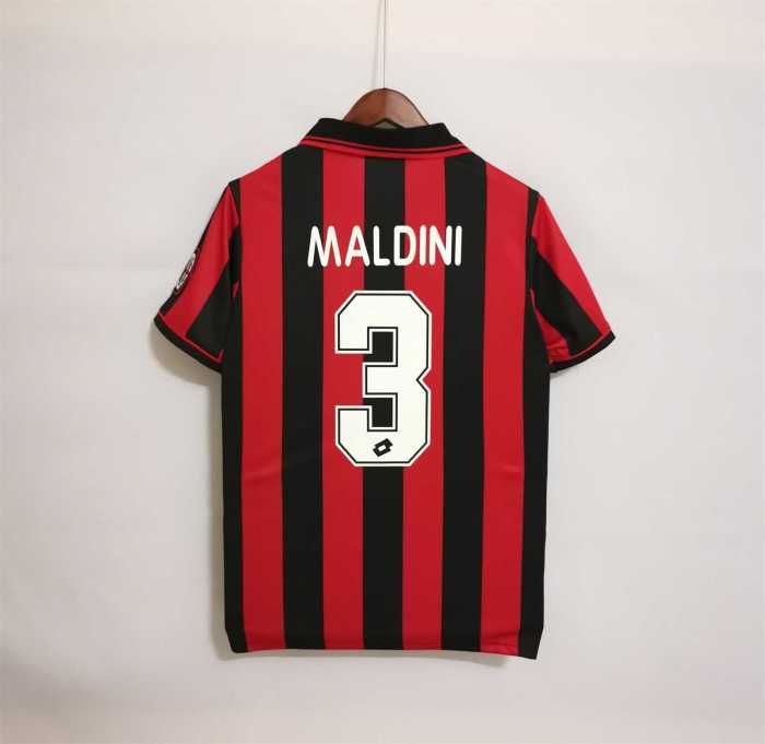 Retro Jersey 1996-1997 AC Milan MALDINI 3 Home Vintage Soccer Jersey