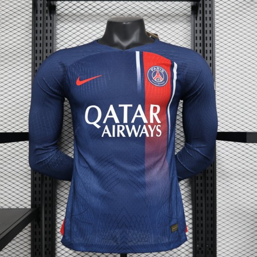 Long Sleeve Player Version 2023-2024 PSG Home Soccer Jersey Paris Maillot