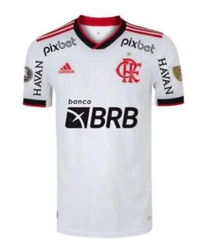 with 2 patches Fans Version 2022-2023 Flamengo Away White Soccer Jersey